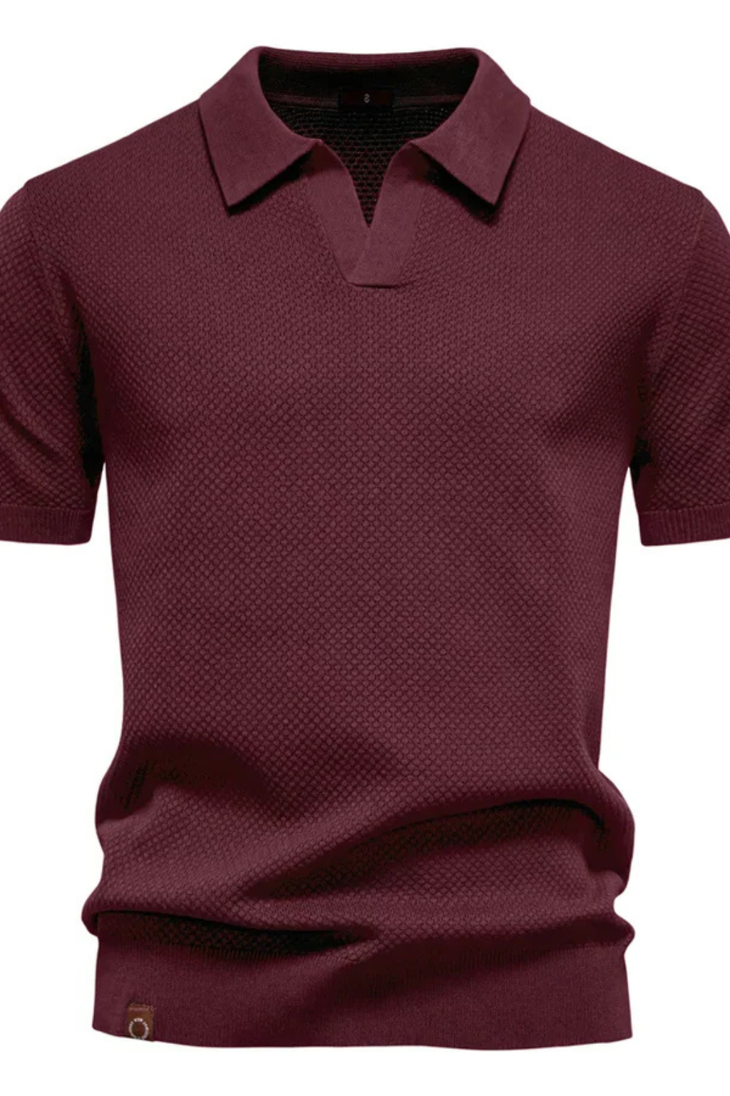 Men's Textured Knit Short Sleeve Polo Shirt - Casual Wear, Comfortable Fit