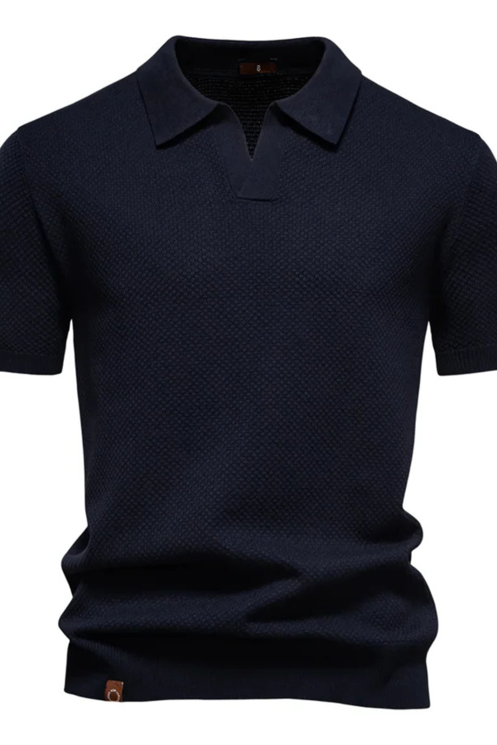 Men's Textured Knit Short Sleeve Polo Shirt - Casual Wear, Comfortable Fit