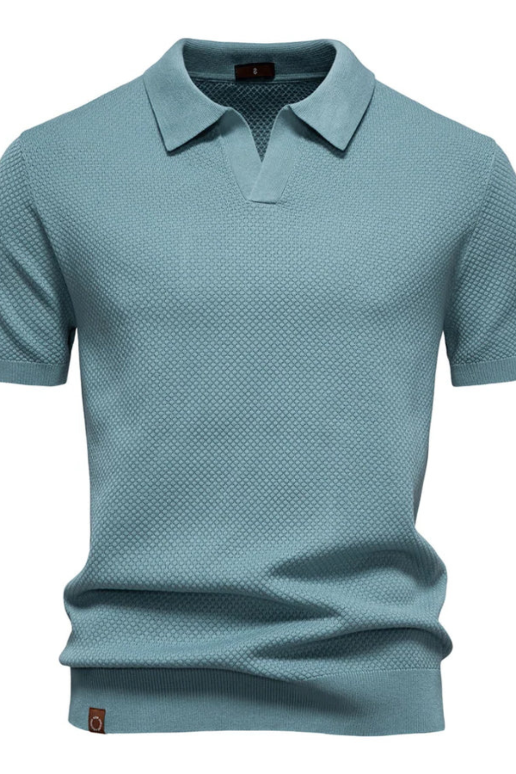 Men's Textured Knit Short Sleeve Polo Shirt - Casual Wear, Comfortable Fit