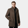 Men's Wool-Blend Stand-Collar Coat with Removable Padded Vest for Versatile Cold Weather Wear