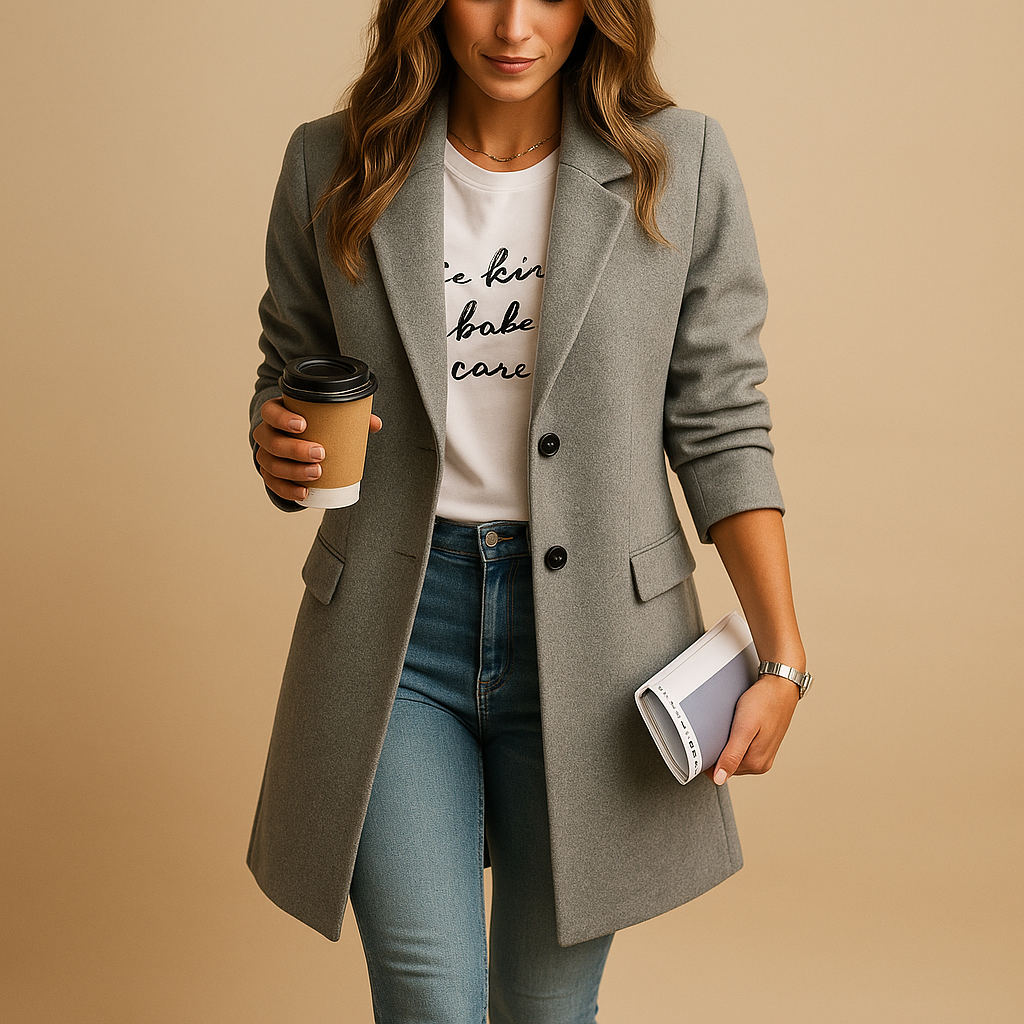Mid-Length Women's Coat | Warm Fabric | Elegant Design | Versatile for Casual or Formal Wear
