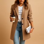 Mid-Length Women's Coat | Warm Fabric | Elegant Design | Versatile for Casual or Formal Wear