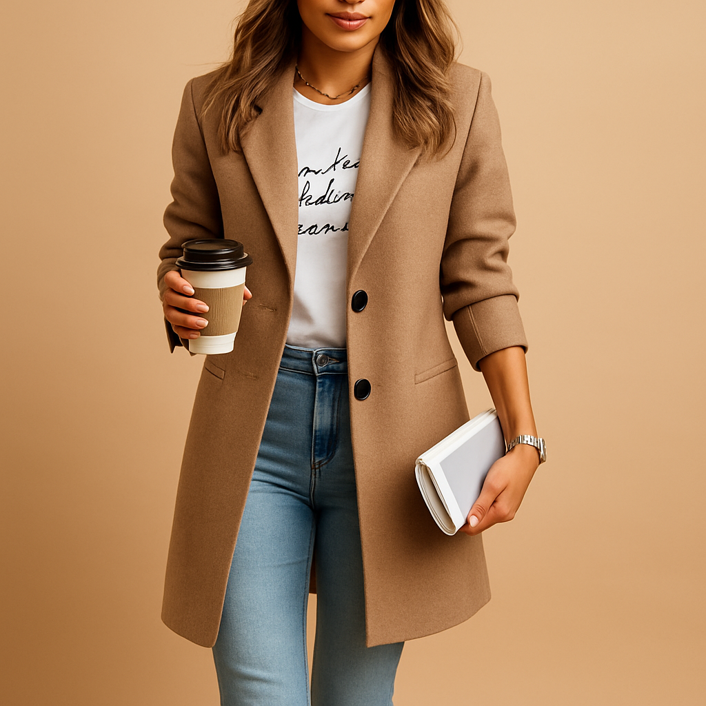 Mid-Length Women's Coat | Warm Fabric | Elegant Design | Versatile for Casual or Formal Wear