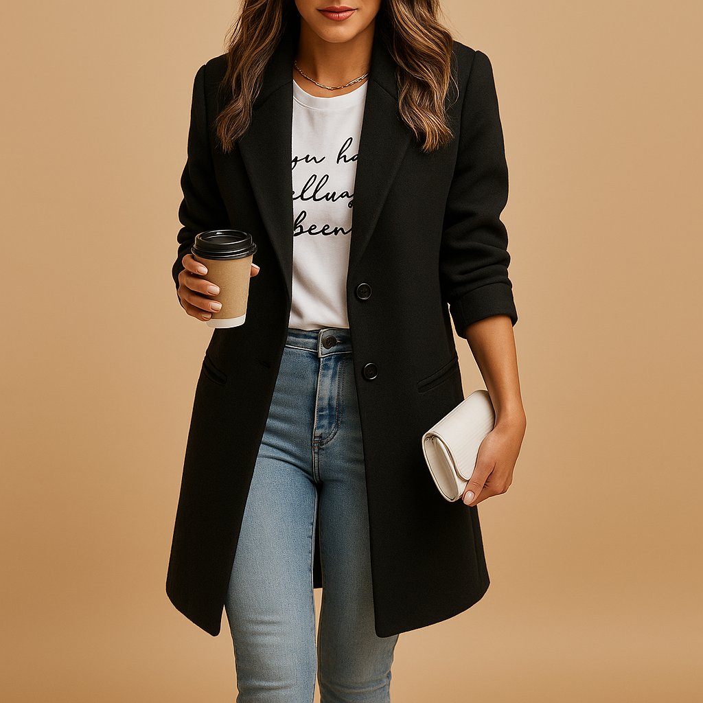 Mid-Length Women's Coat | Warm Fabric | Elegant Design | Versatile for Casual or Formal Wear