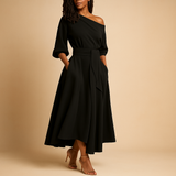 Midi Dress with Waistband in Soft Fabric - Elegant Casual Wear for Women