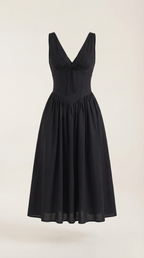 Midi Plunge Dress in Soft Fabric - Elegant Casual Wear for Parties and Events