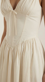 Midi Plunge Dress in Soft Fabric - Elegant Casual Wear for Parties and Events