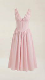Midi Plunge Dress in Soft Fabric - Elegant Casual Wear for Parties and Events