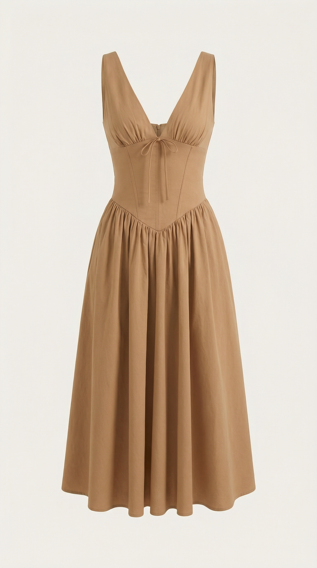 Midi Plunge Dress in Soft Fabric - Elegant Casual Wear for Parties and Events