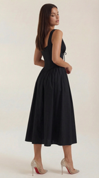 Midi Plunge Dress in Soft Fabric - Elegant Casual Wear for Parties and Events