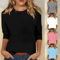 Women's Round Neck Three-Quarter Sleeve T-Shirt