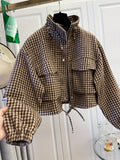 Plaid Pilot Jacket for Women – Casual Wear, Autumn Fashion