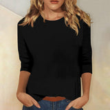 Women's Round Neck Three-Quarter Sleeve T-Shirt