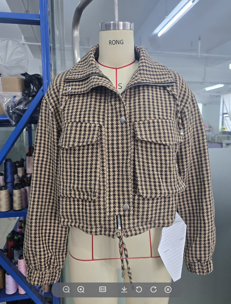 Plaid Pilot Jacket for Women – Casual Wear, Autumn Fashion