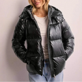 Women's Lightweight Quilted Hooded Puffer Jacket – Black