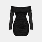 Off Shoulder Mesh Mini Dress Elegant Evening Wear for Parties