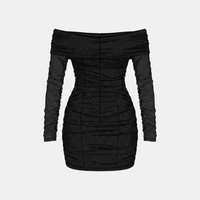 Off Shoulder Mesh Mini Dress Elegant Evening Wear for Parties