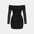 Off Shoulder Mesh Mini Dress Elegant Evening Wear for Parties