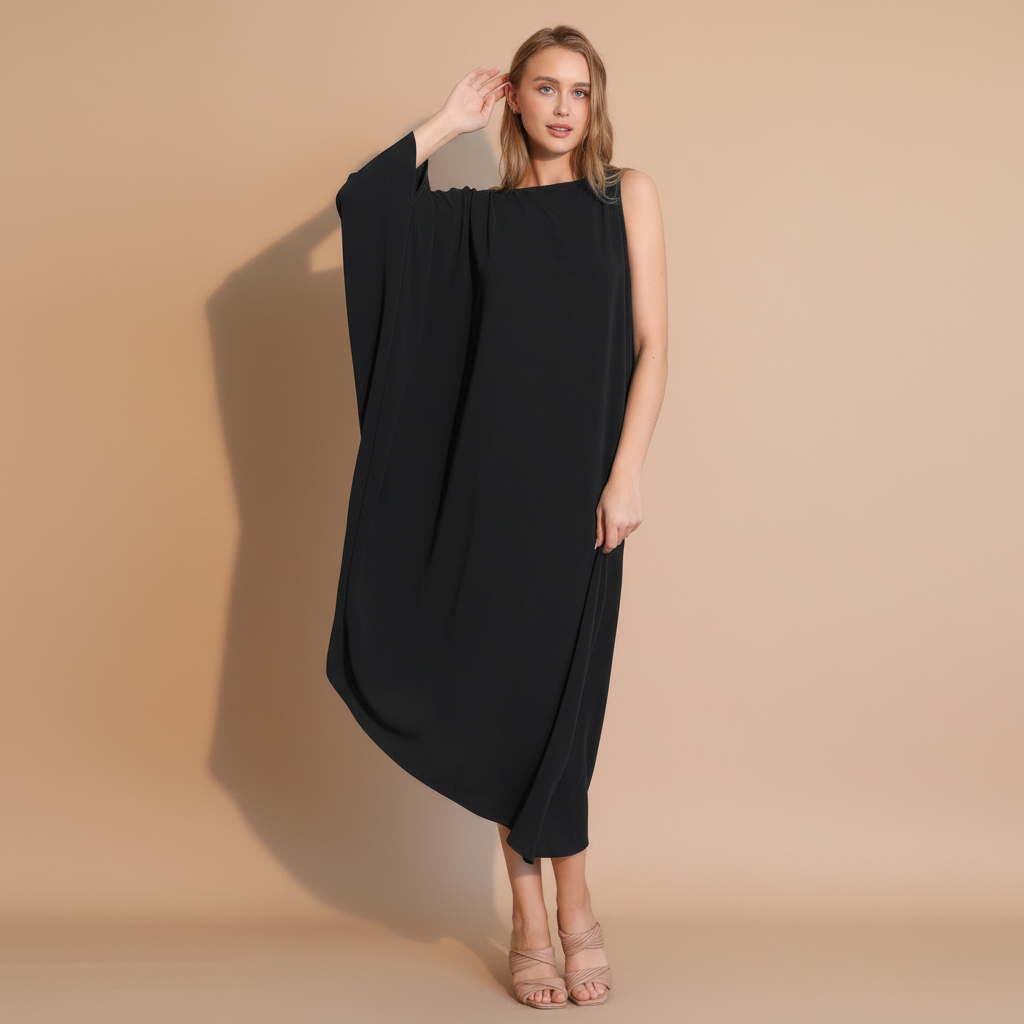 One-Sleeve Matte Crepe Dress for Women - Elegant Evening & Cocktail Wear