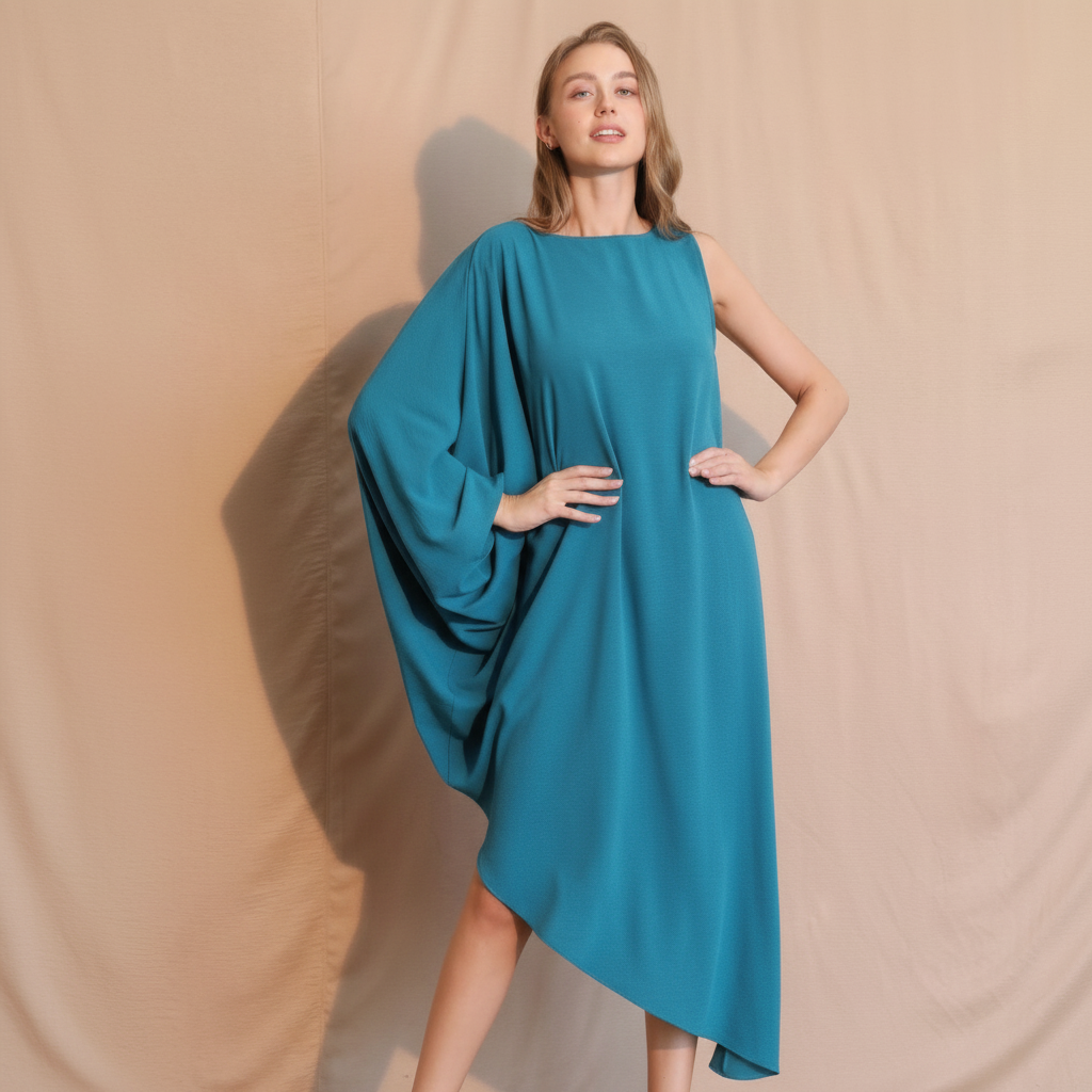 One-Sleeve Matte Crepe Dress for Women - Elegant Evening & Cocktail Wear