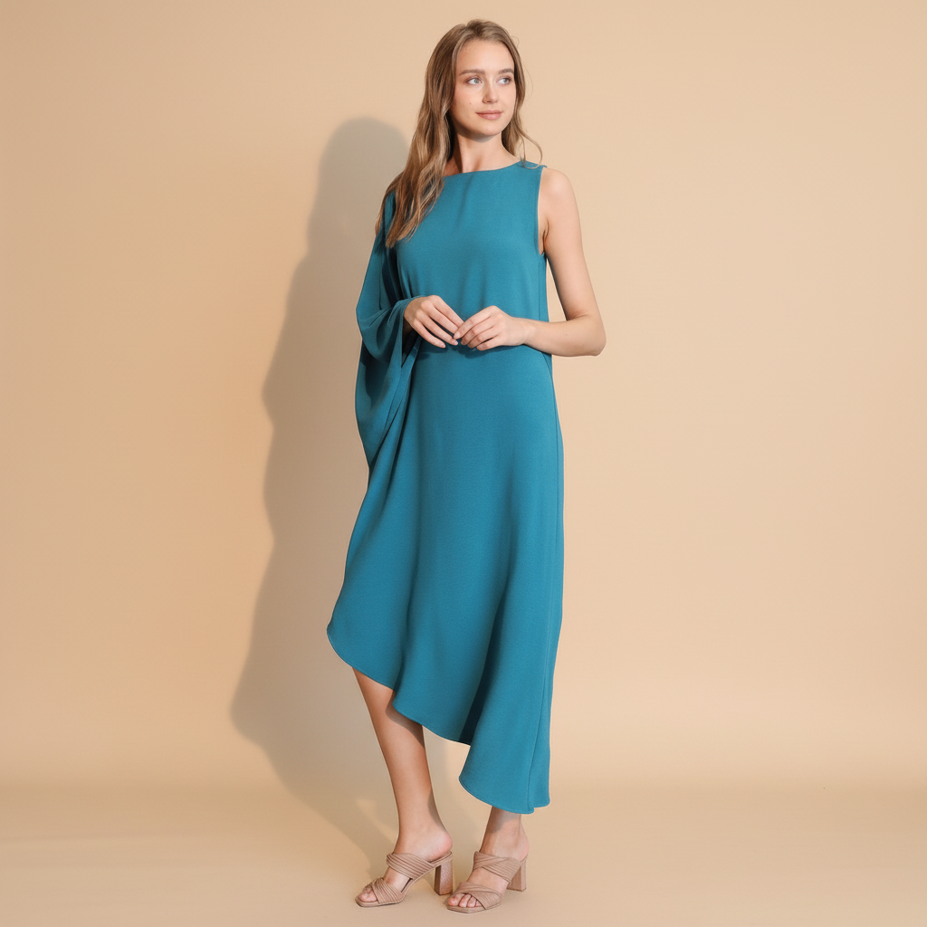 One-Sleeve Matte Crepe Dress for Women - Elegant Evening & Cocktail Wear