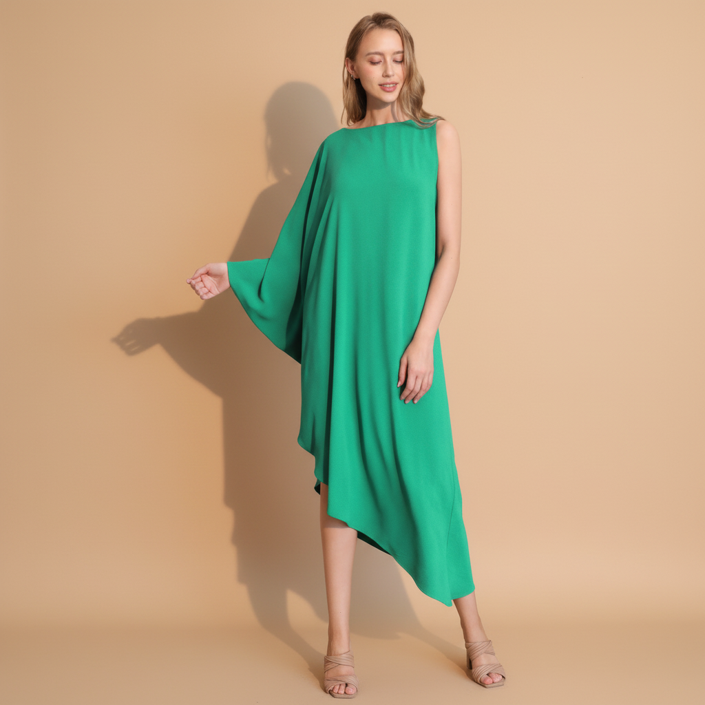 One-Sleeve Matte Crepe Dress for Women - Elegant Evening & Cocktail Wear
