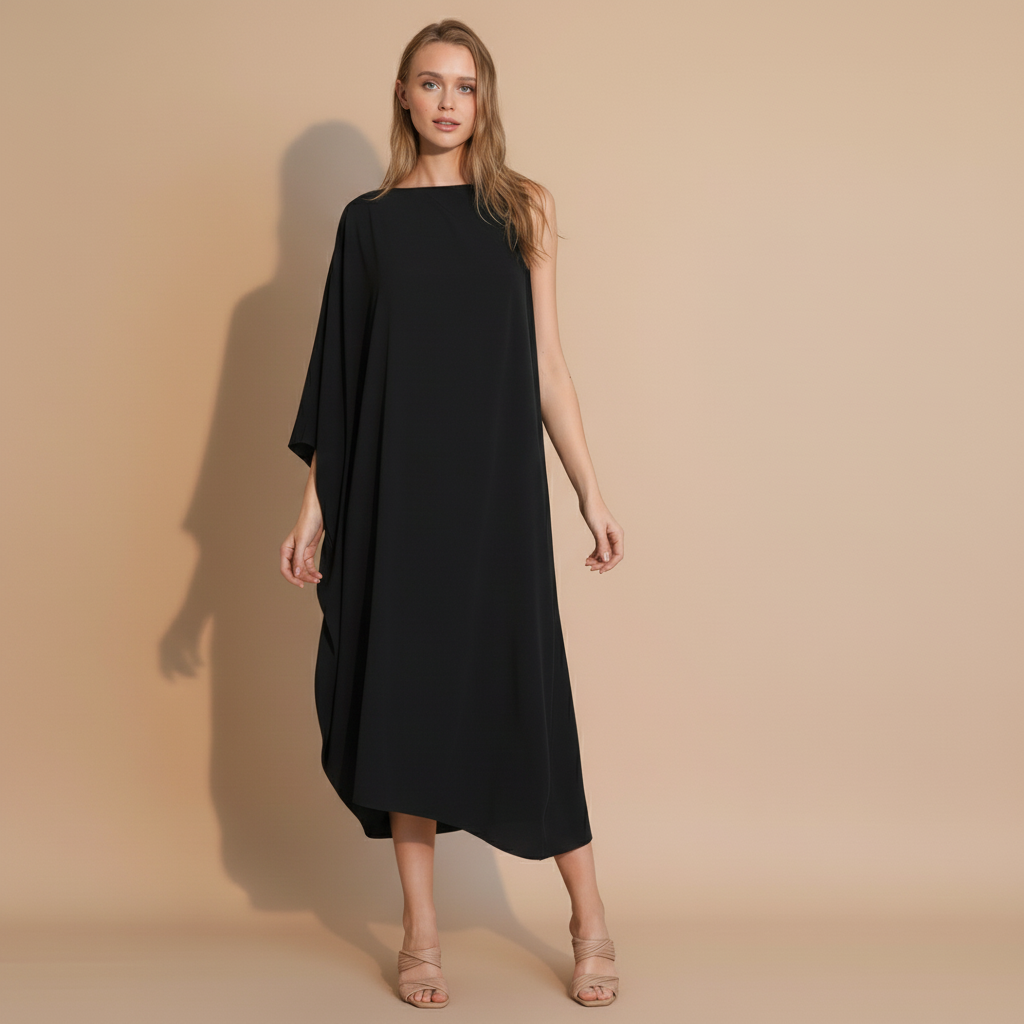 One-Sleeve Matte Crepe Dress for Women - Elegant Evening & Cocktail Wear