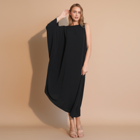 One-Sleeve Matte Crepe Dress for Women - Elegant Evening Wear for Cocktail Parties and Special Occasions