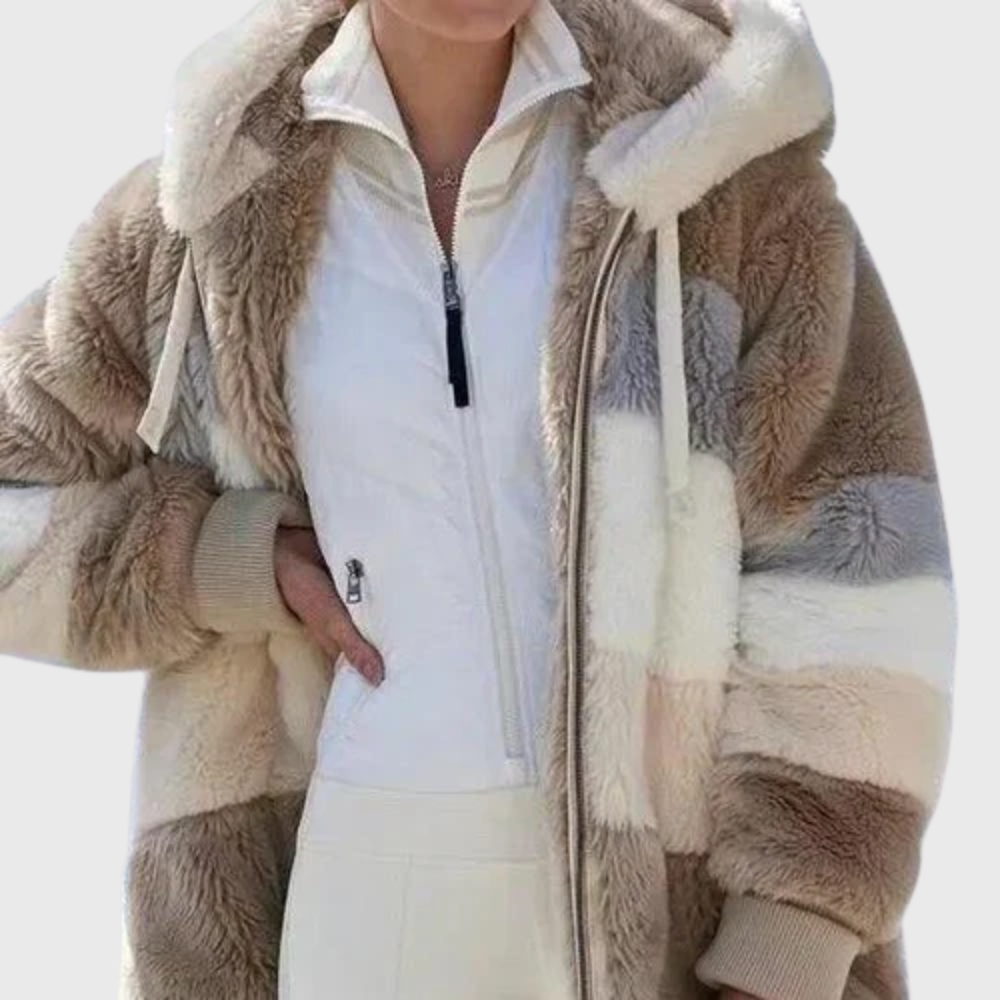 Women's Striped Fleece Puffer Jacket