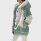Women's Striped Fleece Puffer Jacket – Green Stripes