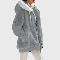 Women's Striped Fleece Puffer Jacket – Gray