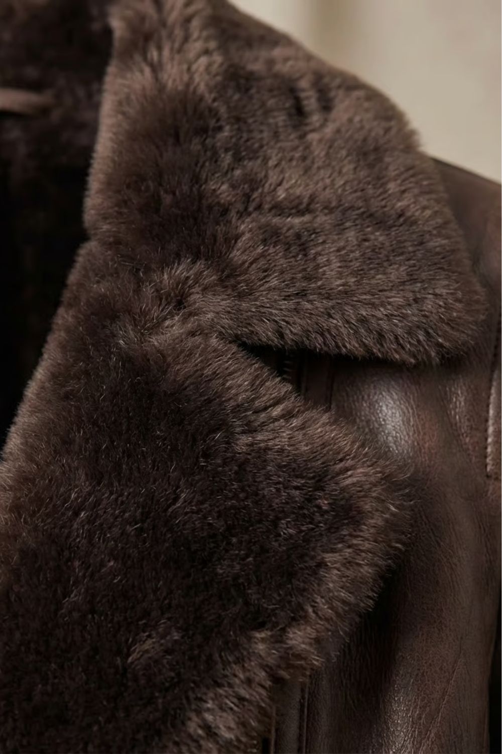 Women's Brown Leather Biker Jacket with Shearling Lining
