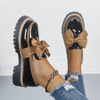 Retro Bowknot Thick-Soled Women's Shoes - Stylish and Comfortable Footwear for Casual Wear