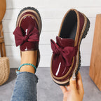 Retro Bowknot Thick-Soled Women's Shoes - Stylish and Comfortable Footwear for Casual Wear