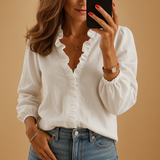 Ruched Women's Blouse | Lightweight Fabric | Elegant Design for Work or Casual Wear