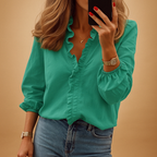 Ruched Women's Blouse | Lightweight Fabric | Elegant Design for Work or Casual Wear