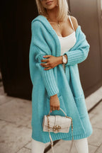 Women's Longline Open Cardigan – Relaxed Layering – Blue