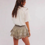 Lace Shorts for Women - Evelyn Harrow Style - Elegant Summer Wear - Black