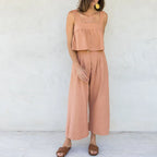 Pleated Linen Culotte Pants for Women - Lightweight, Casual Summer Trousers