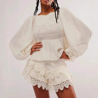 Lace Shorts for Women - Evelyn Harrow Style - Elegant Summer Wear - Black
