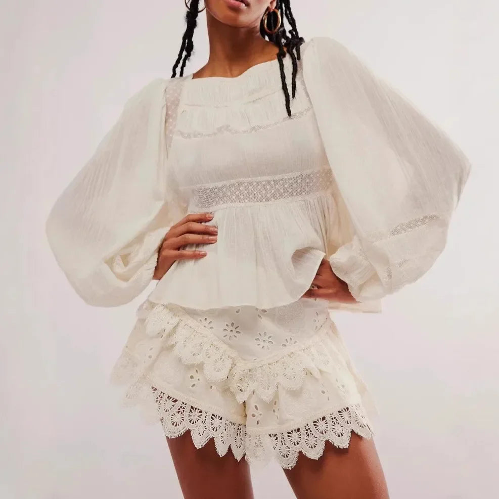 Lace Shorts for Women - Evelyn Harrow Style - Elegant Summer Wear - Black