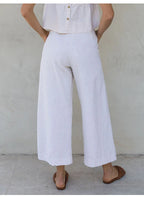 Pleated Linen Culotte Pants for Women - Lightweight, Casual Summer Trousers