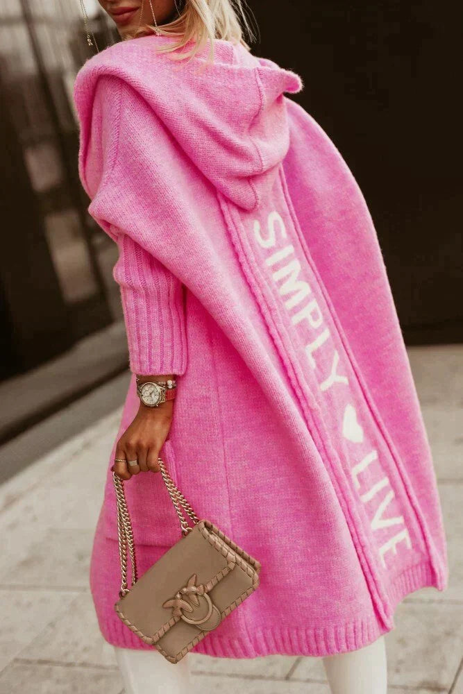 Women's Longline Open Cardigan – Relaxed Layering – Pink