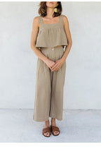 Pleated Linen Culotte Pants for Women - Lightweight, Casual Summer Trousers