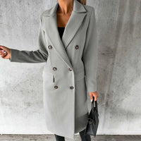 Women's Wool Trench Coat – Slim Fit, Office & Casual – Grey