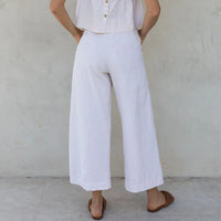 Pleated Linen Culotte Pants for Women - Lightweight, Casual Summer Trousers