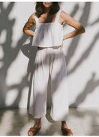 Pleated Linen Culotte Pants for Women - Lightweight, Casual Summer Trousers