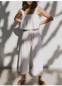 Pleated Linen Culotte Pants for Women - Lightweight, Casual Summer Trousers