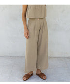 Pleated Linen Culotte Pants for Women - Lightweight, Casual Summer Trousers