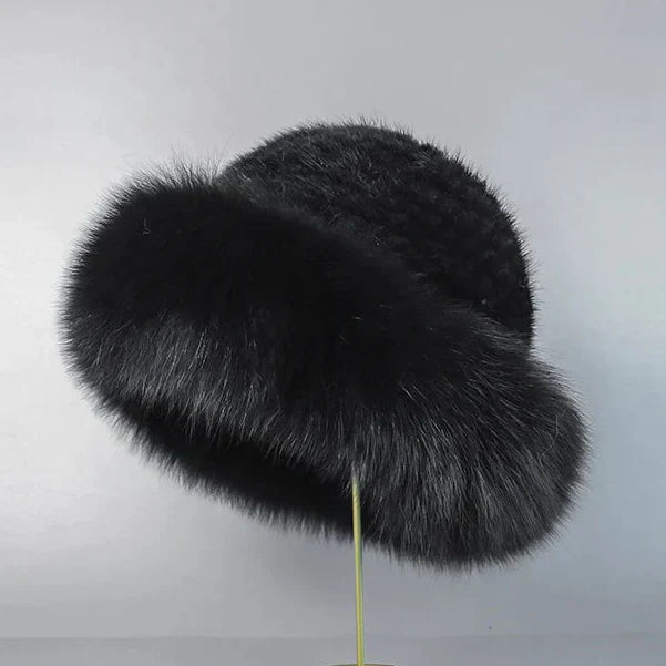Women's Mink Fur Hat – Warm Winter Accessory – Black